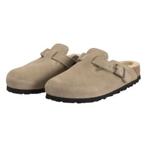 Birkenstock Boston VL Shearling Lined Clog Taupe Suede Leather 46 Mens 13